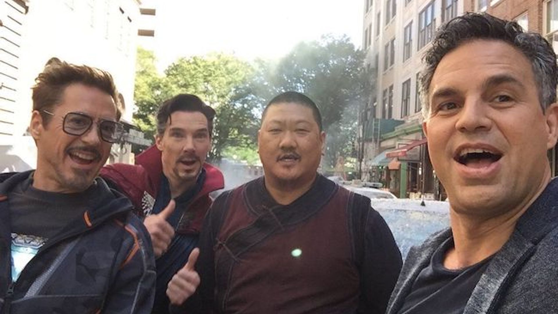 Benedict Wong on the set of “Avengers: Endgame”