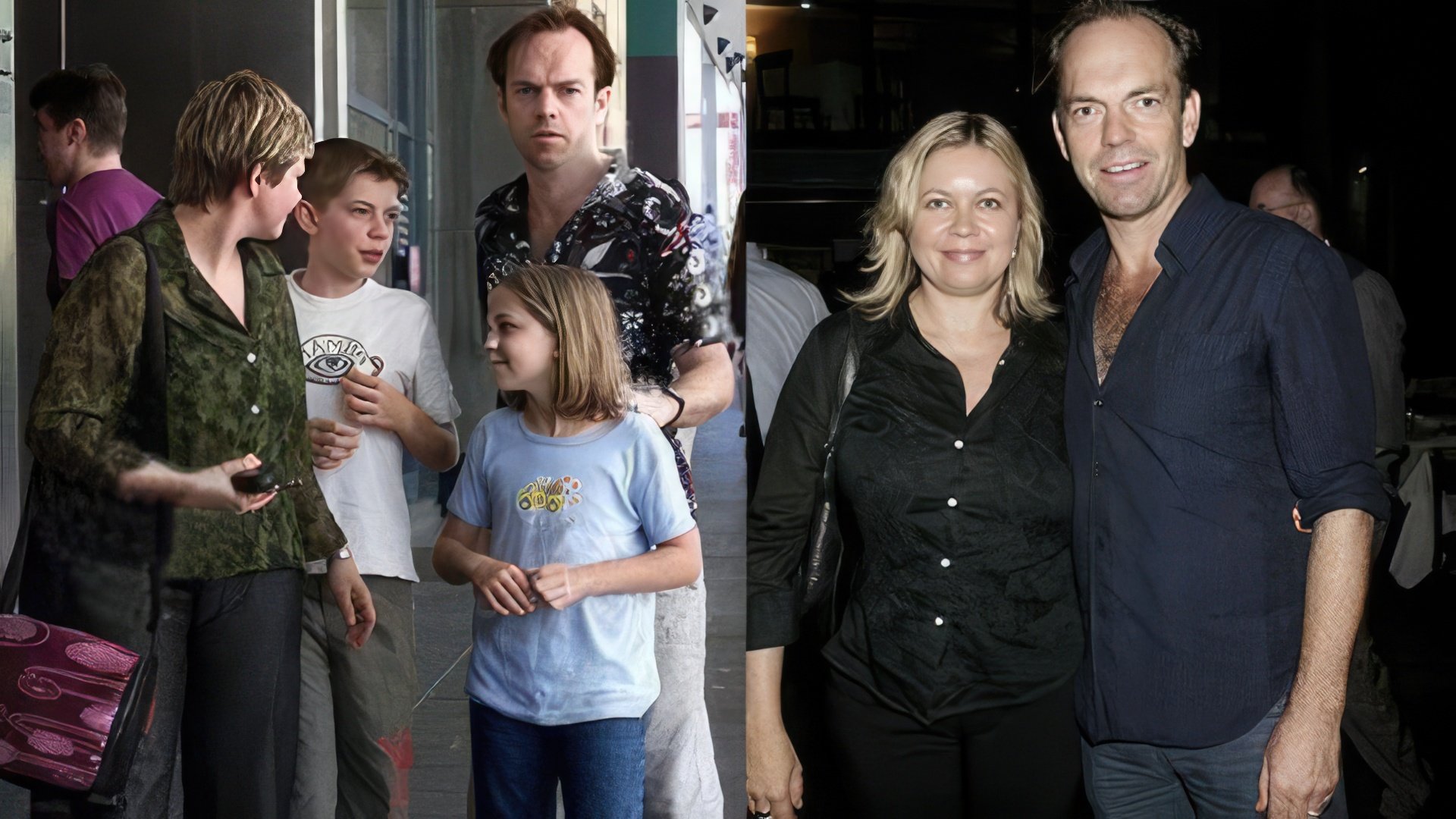 Hugo Weaving with his wife and children