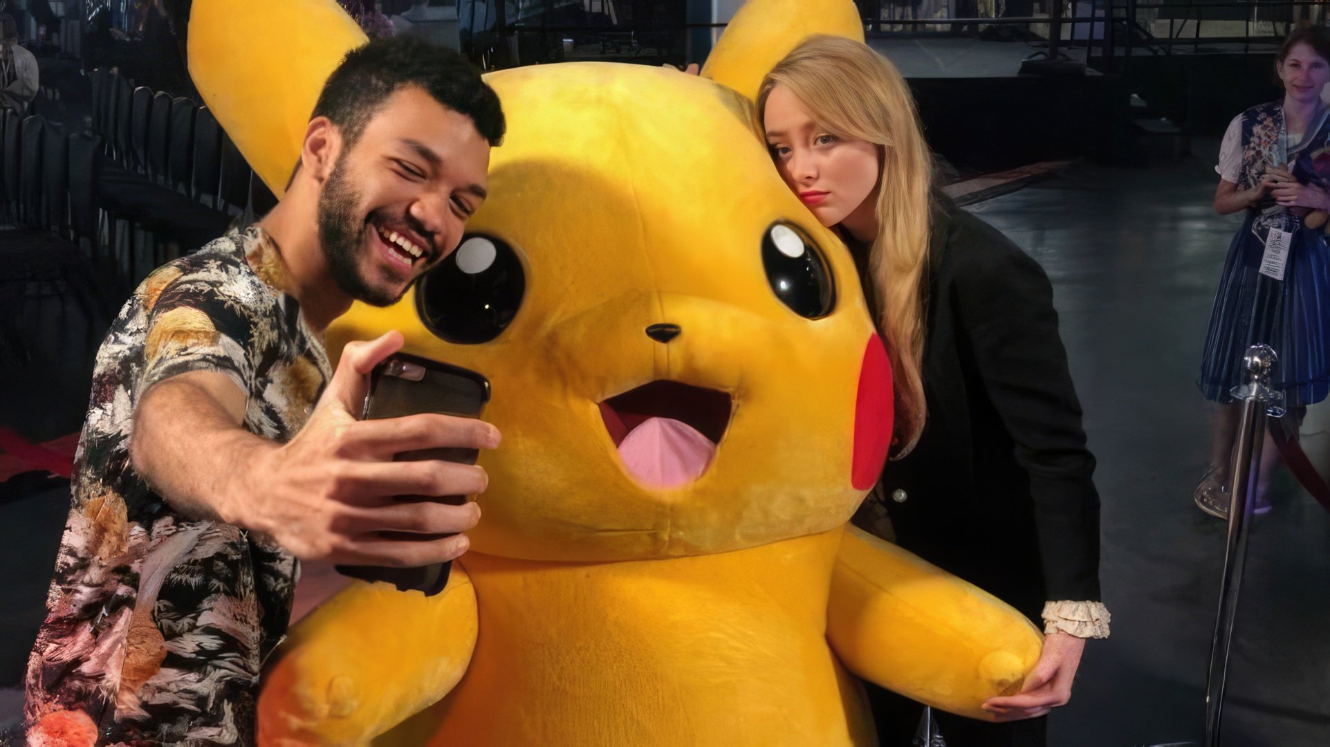 Justice on the set of 'Detective Pikachu'