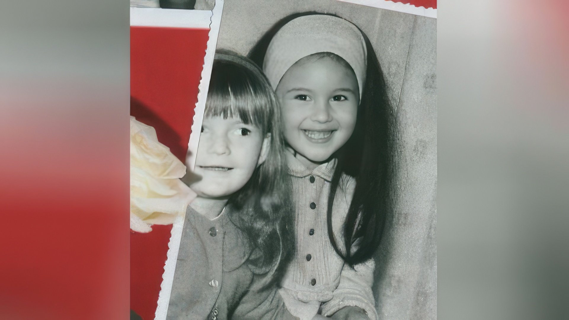 Monica Bellucci in childhood (right)