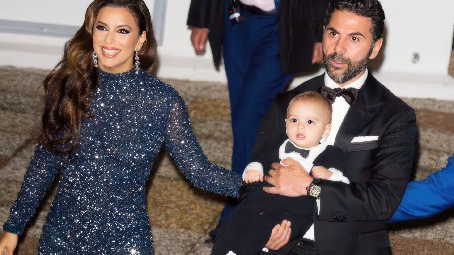 Eva Longoria with her husband and son