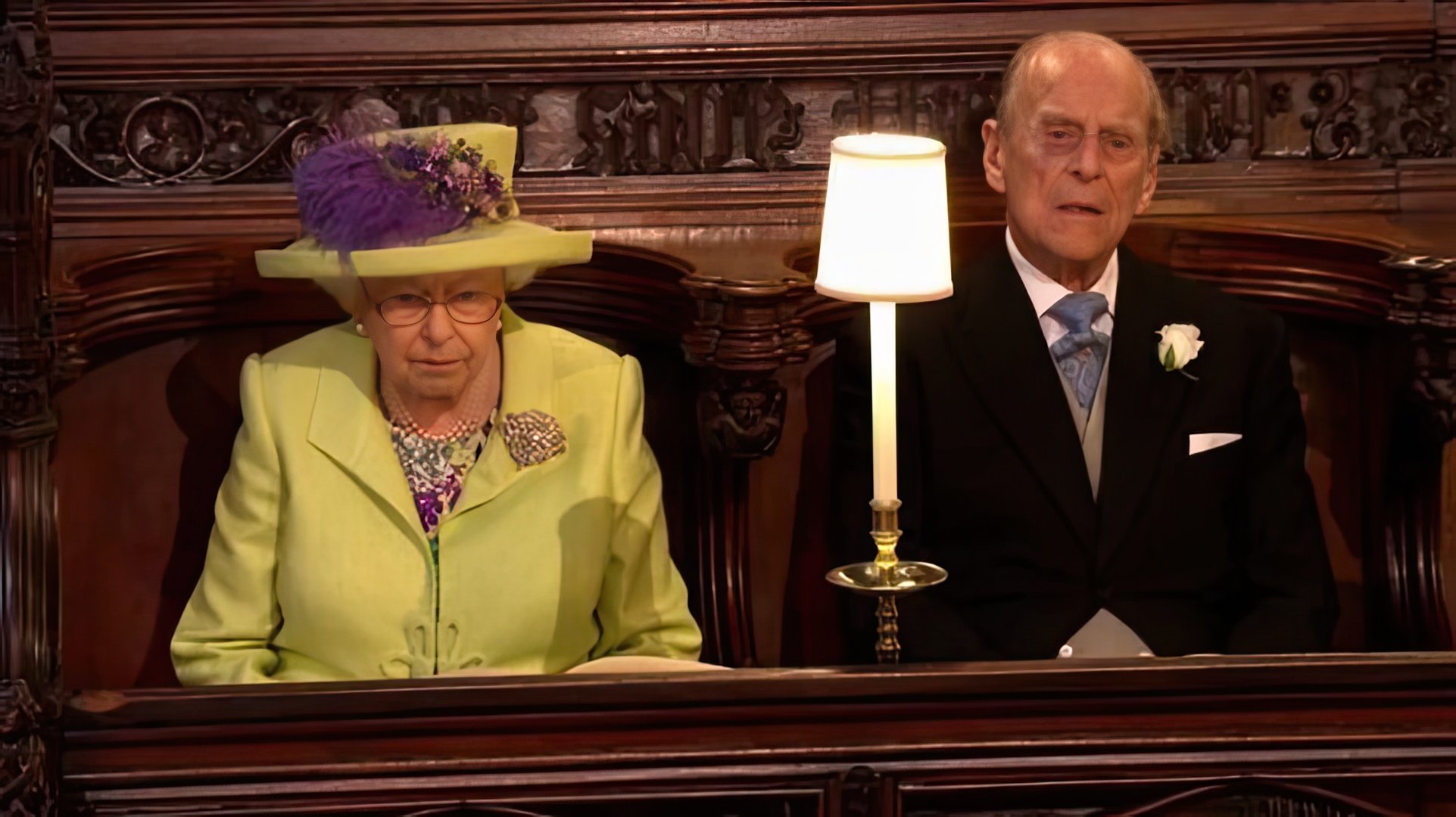 Elizabeth II and Prince Philip at the wedding of Prince Harry and Meghan Markle