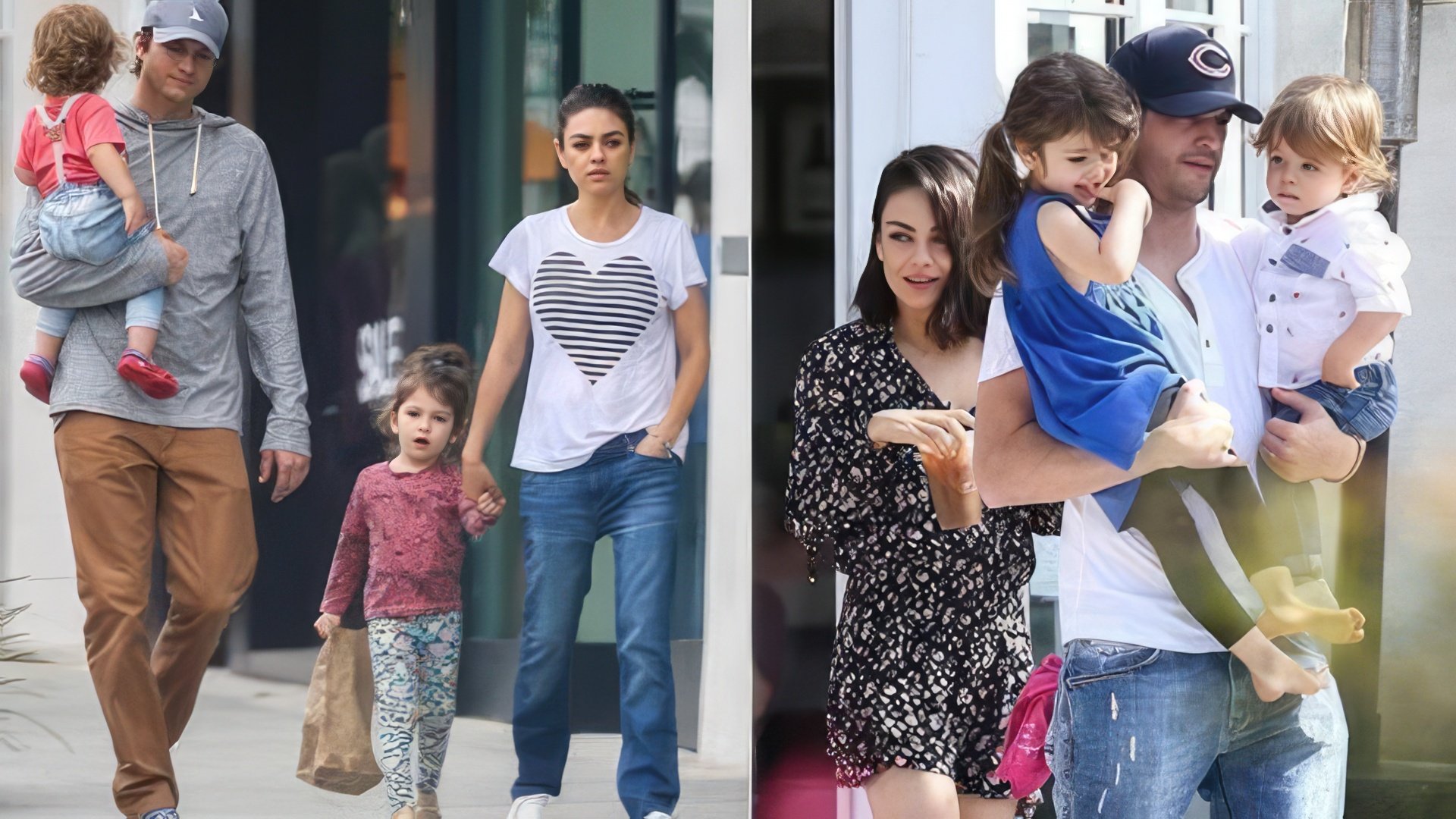 Ashton Kutcher with his wife and children