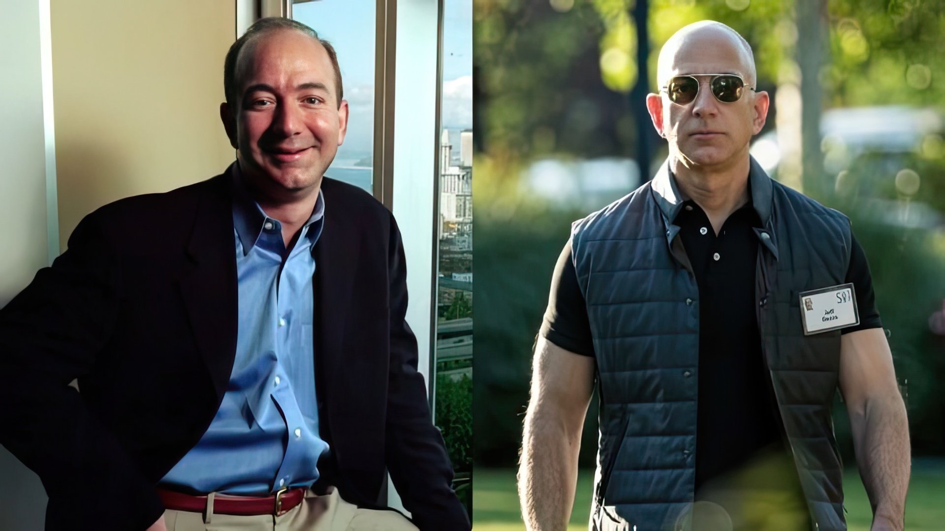 Jeff Bezos in 1998 and 2017
