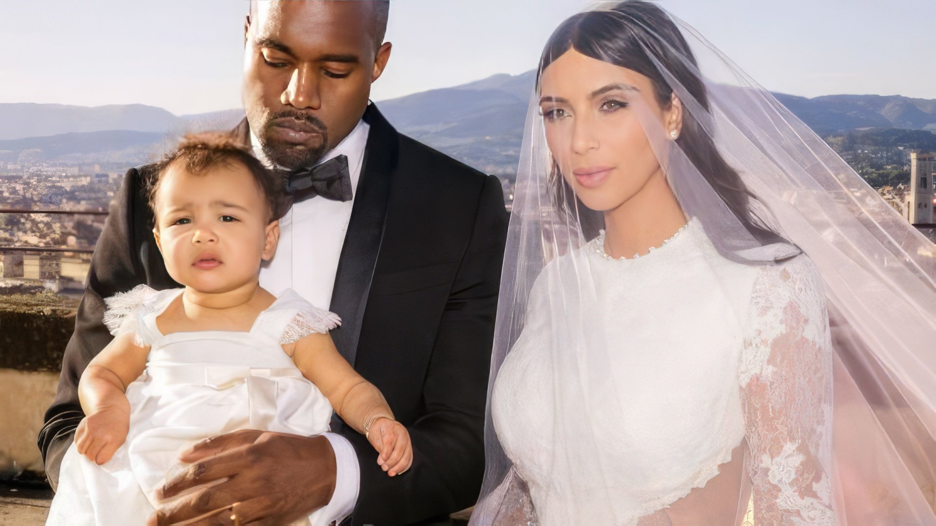 Wedding photo of Kim Kardashian and Kanye West