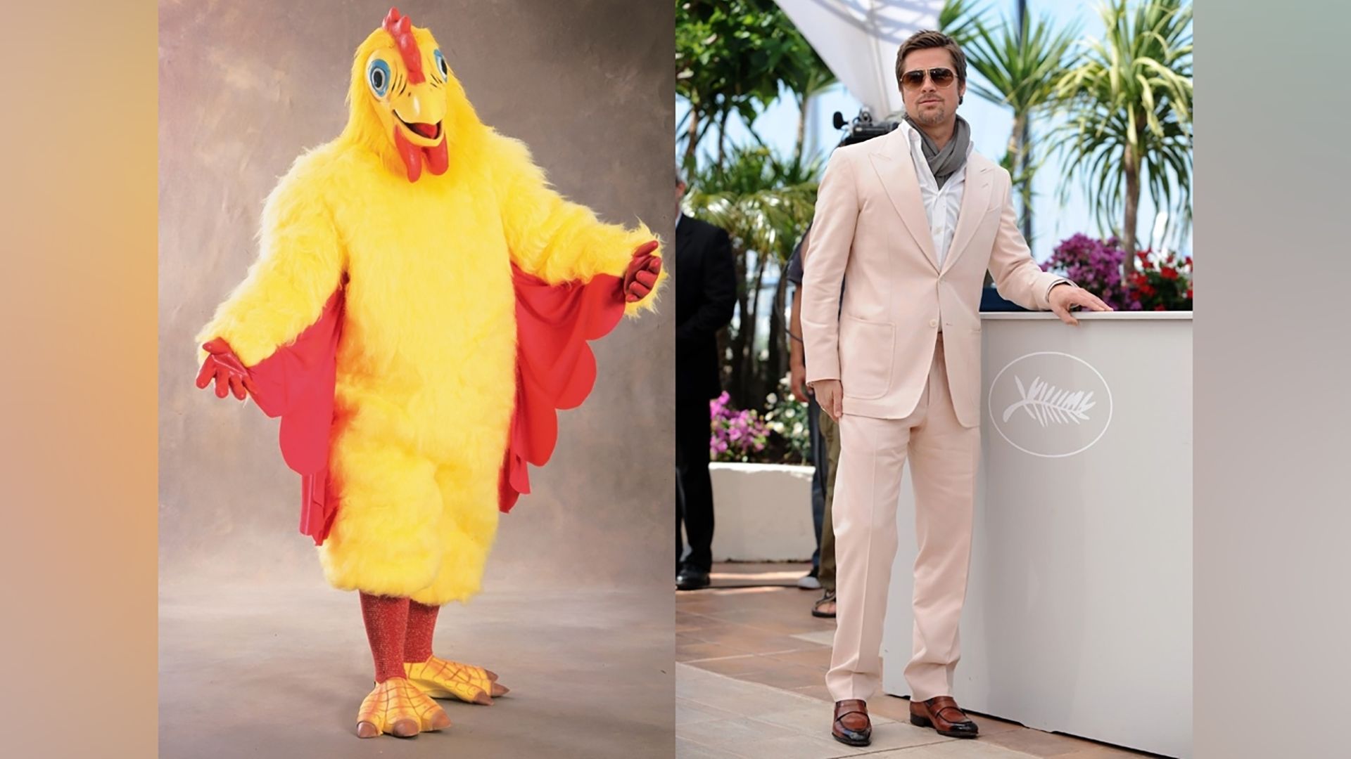 Brad Pitt promoted chicken in a chicken suit in his youth