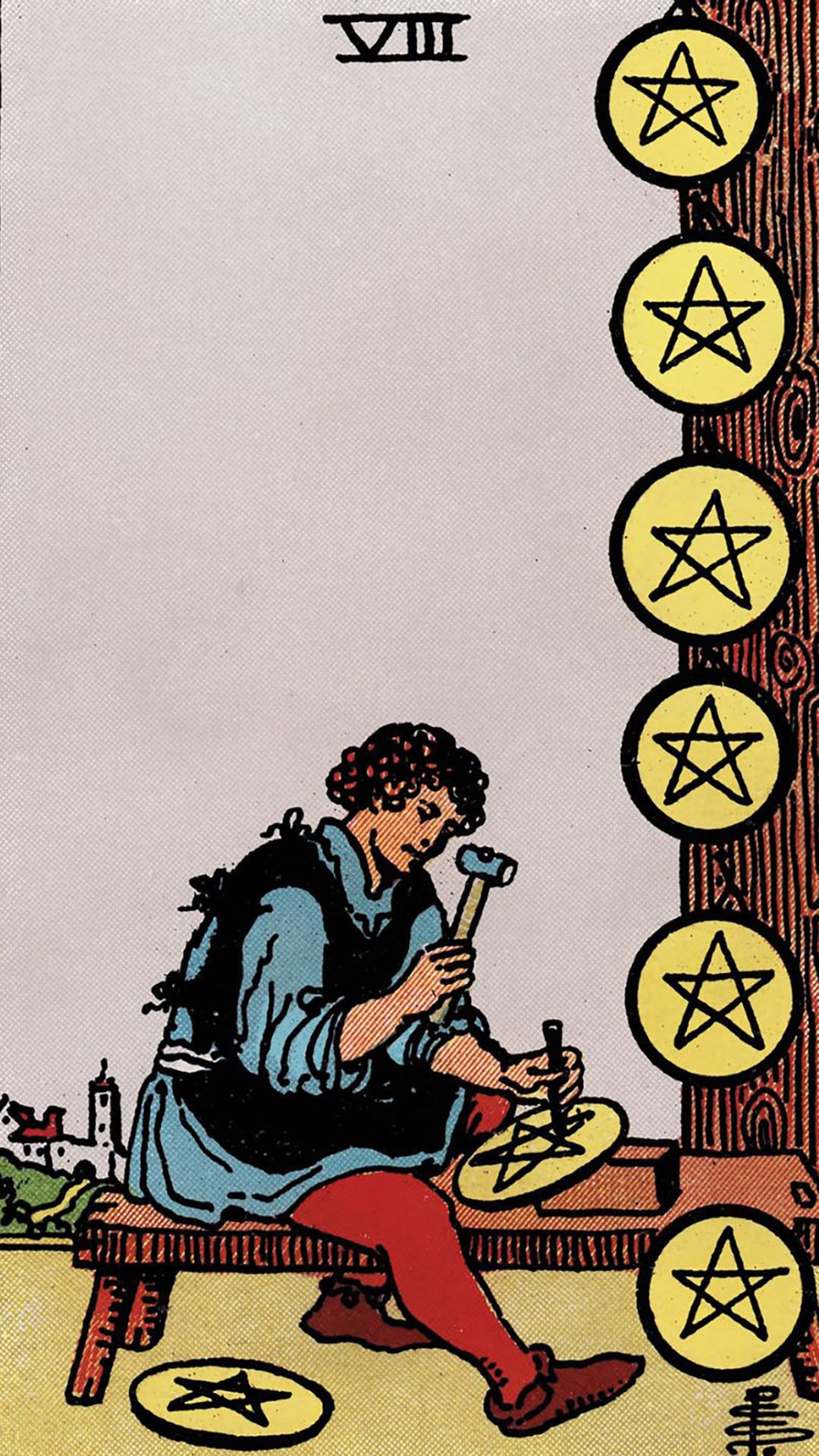 Meaning of the Tarot Card Eight of Pentacles