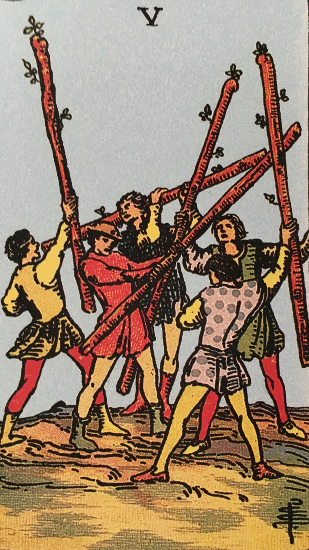 Meaning of the Tarot Card Five of Wands