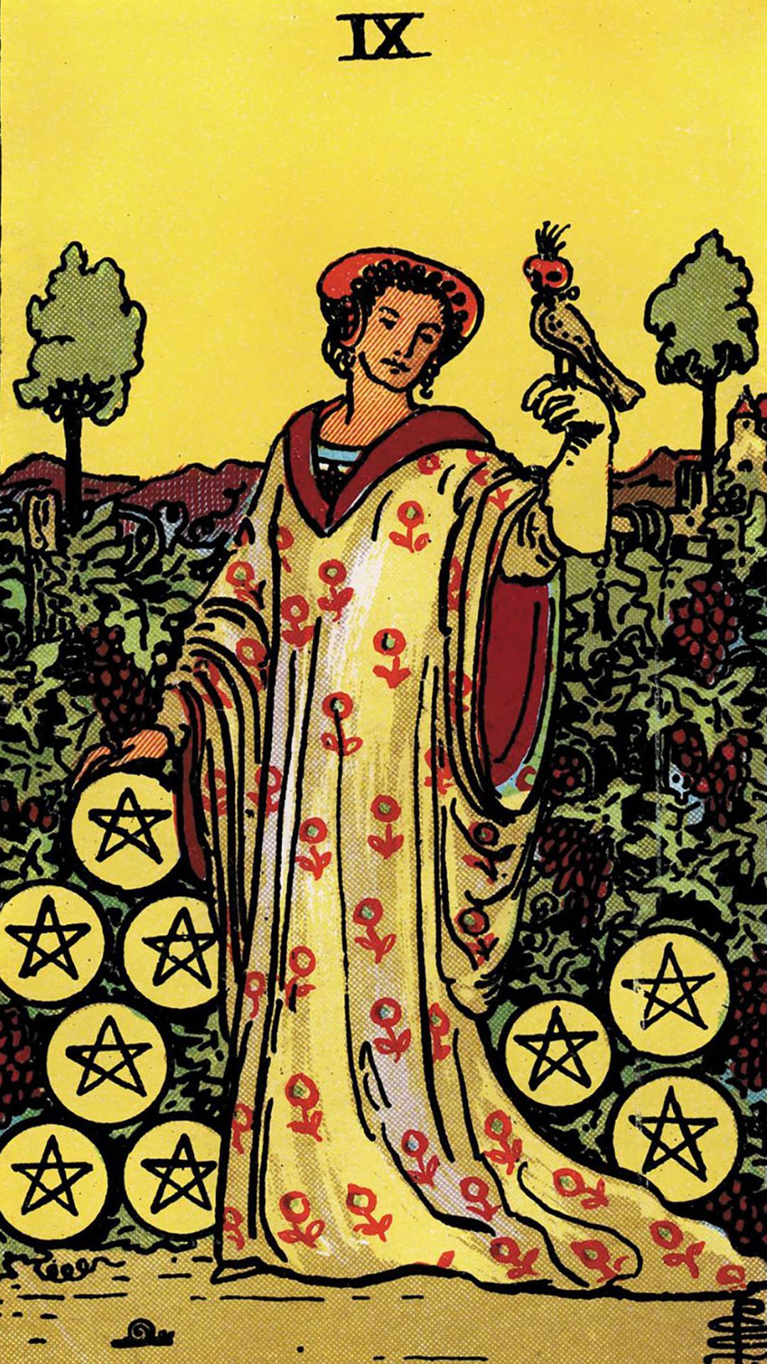 Meaning of the Tarot Card Nine of Pentacles