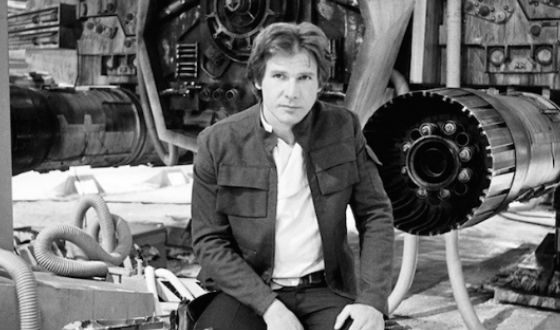 Harrison Ford on the set of the Star Wars