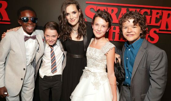 Millie Bobby Brown with «Stranger Things» cast
