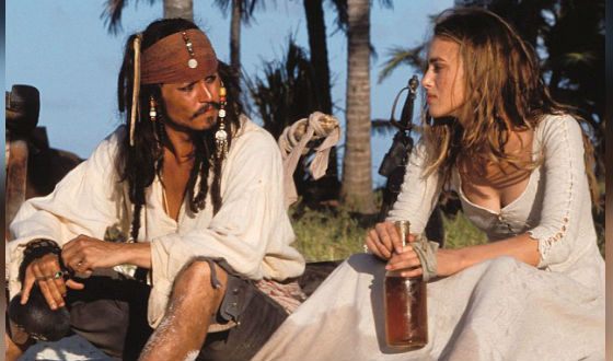 Keira Knightley and Johnny Depp on the set of the “Pirates of the Caribbean” sequel