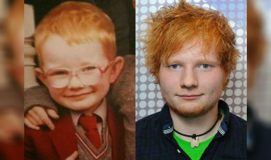 Ed Sheeran in childhood and now