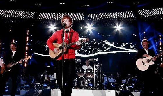 Ed Sheeran at the closing of the 2012 Olympics in London