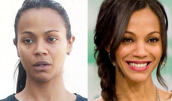 Zoe Saldana without makeup and «fully armed»