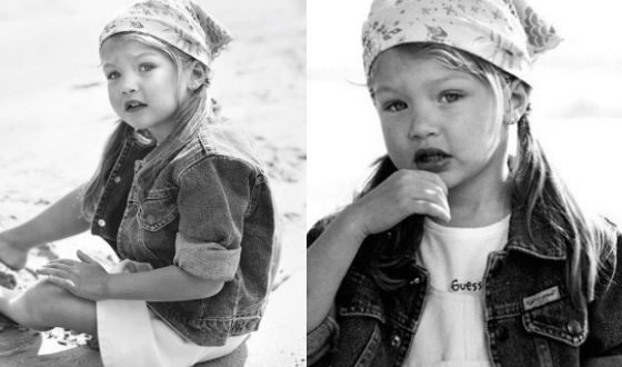 The very first photosession of Gigi Hadid (Baby Guess)