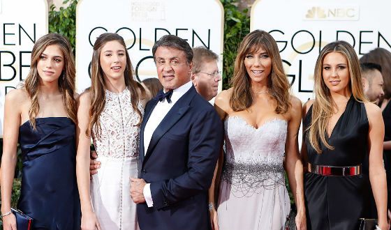 Sylvester Stallone, his wife, and their daughter (2016)