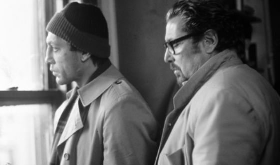 Javier Bardem and Julian Schnabel on the set of the movie Before Night Falls