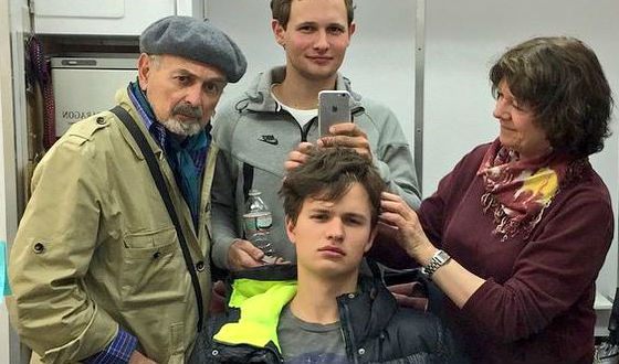 Ansel Elgort on the set of «November criminals»