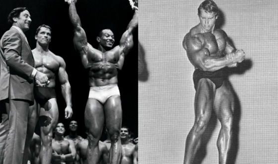Arnold Schwarzenegger at the Mr. Olympia Contest in 1969 and 1970