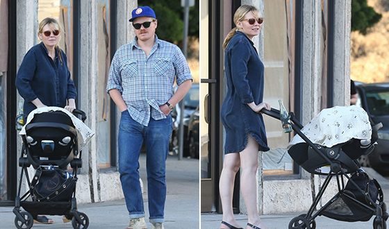 Kirsten Dunst with Jesse Plemons and little son