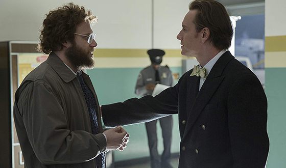 Seth Rogen and Michael Fassbender in the movie Steve Jobs