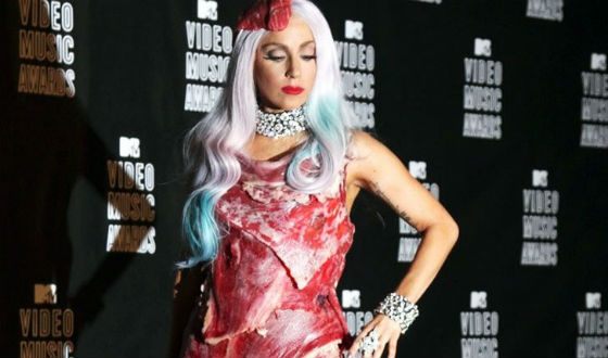 Lady Gaga in a meat costume
