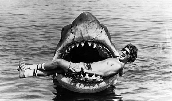 Steven Spielberg on the set of Jaws