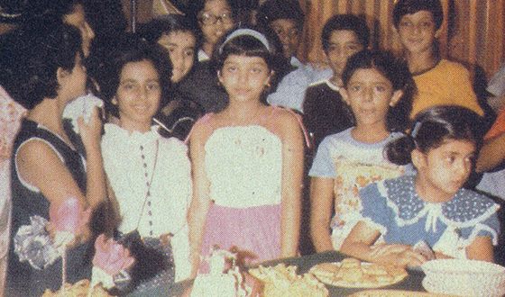 Aishwarya Rai (center) in her school years