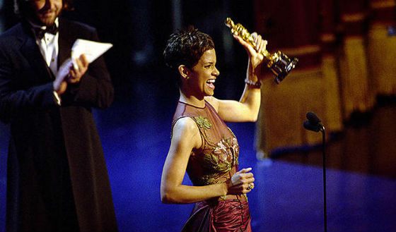 Halle Berry receiving Academy Award for her performance in Monster’s Ball