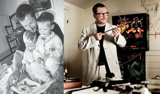 At the Left: Lars von Trier with His Children, at the Right: Lars in His Office