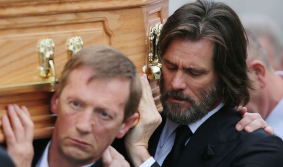 Jim Carrey at Cathriona White’s funeral