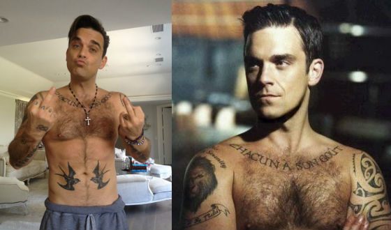 Robbie Williams has a lot of tattoos and he’s always ready for the new one