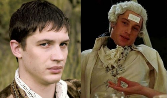 Tom Hardy in “The Virgin Queen” (from the left) and in “Marie Antoinette”