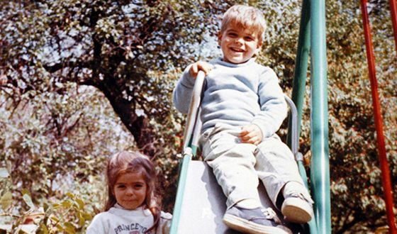George Clooney as a child, with his sister