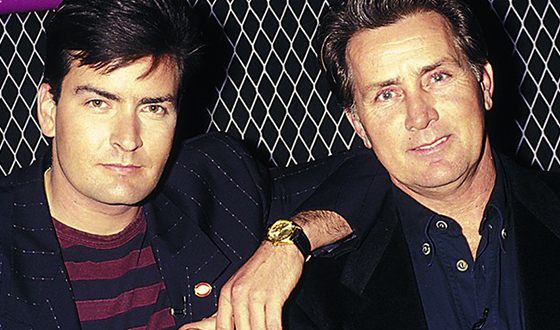 Charlie Sheen with his father