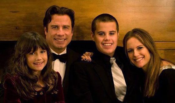 John Travolta, his wife, and elder children