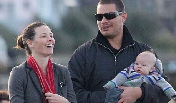 Evangeline Lilly with her husband Norman Kali and her son