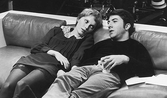 Dustin Hoffman with Mia Farrow in the John and Mary