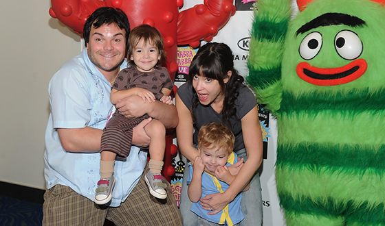 Jack Black with his wife and children