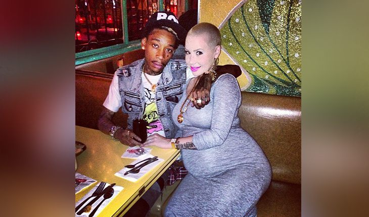 Wiz Khalifa with his pregnant wife, Amber Rose