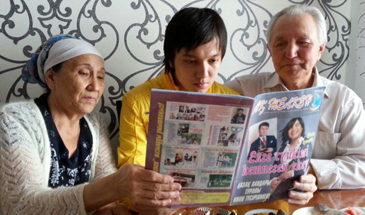 Dimash Kudaibergen with grandparents