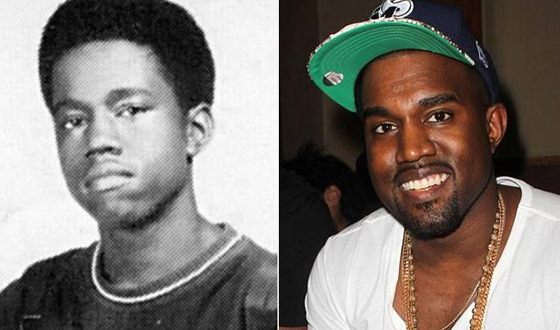 Kanye West in his youth and now