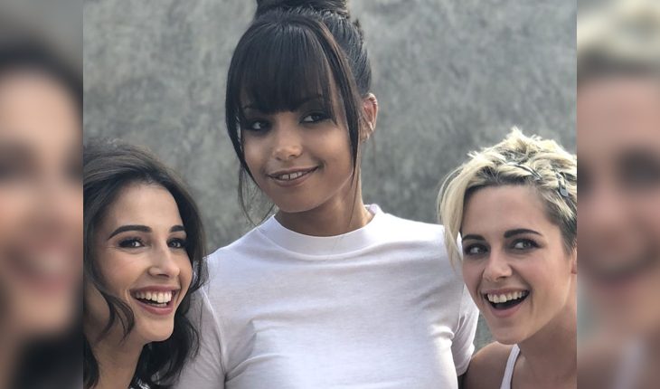 Naomi Scott, Ella Balinsky and Kristen Stewart as Charlie's Angels