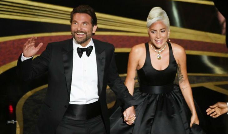 Bradley Cooper and Lady Gaga at the Oscars ceremony