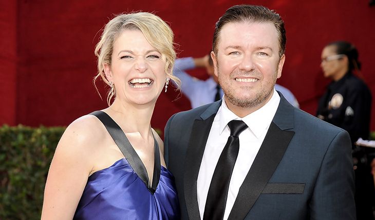 Ricky Gervais with Jane Fallon Ricky Gervais with Jane Fallon