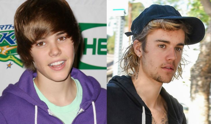Justin Bieber in 2007 and now