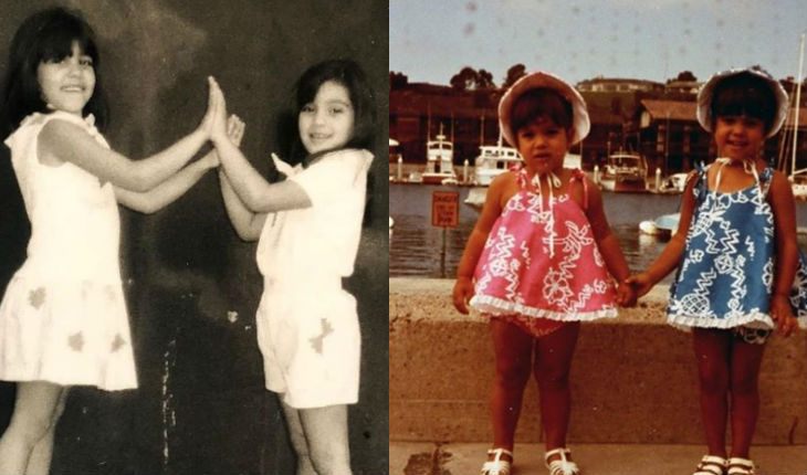 Kim and Kourtney Kardashian in childhood