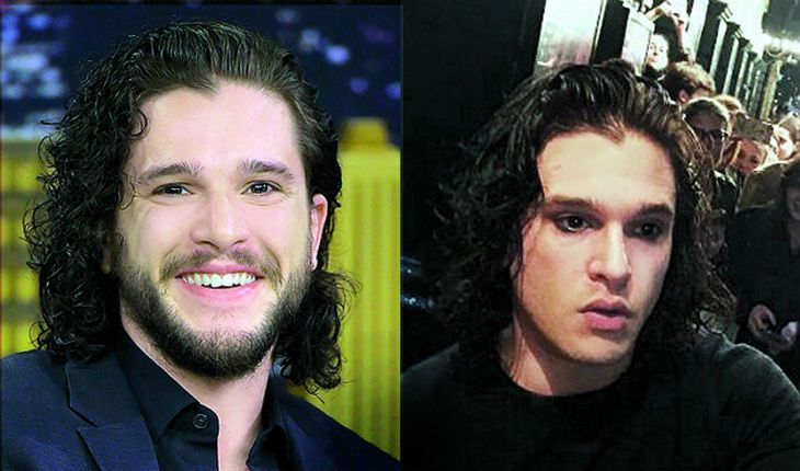 Kit Harington with beard and without it in 2016