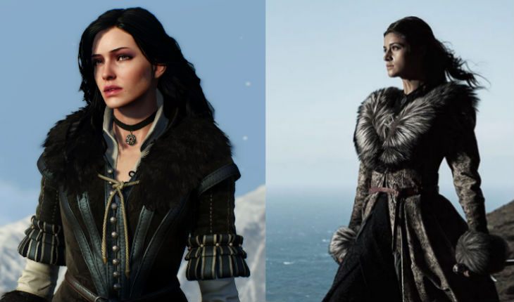 Yennefer of Vengerberg in the video game and Anya Chalotra as Yennefer